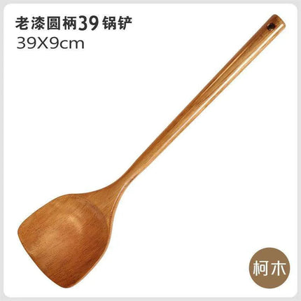 Premium Long-Handled Wooden Utensil Set with Non-Stick Coating for Effortless Cooking