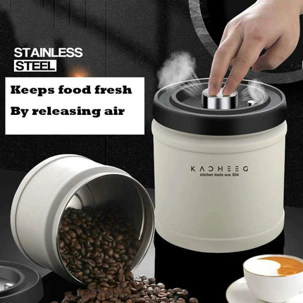 Premium Stainless Steel Coffee Storage Canister Set with CO2 Release Valve - Maximize Freshness & Kitchen Organization - Très Elite
