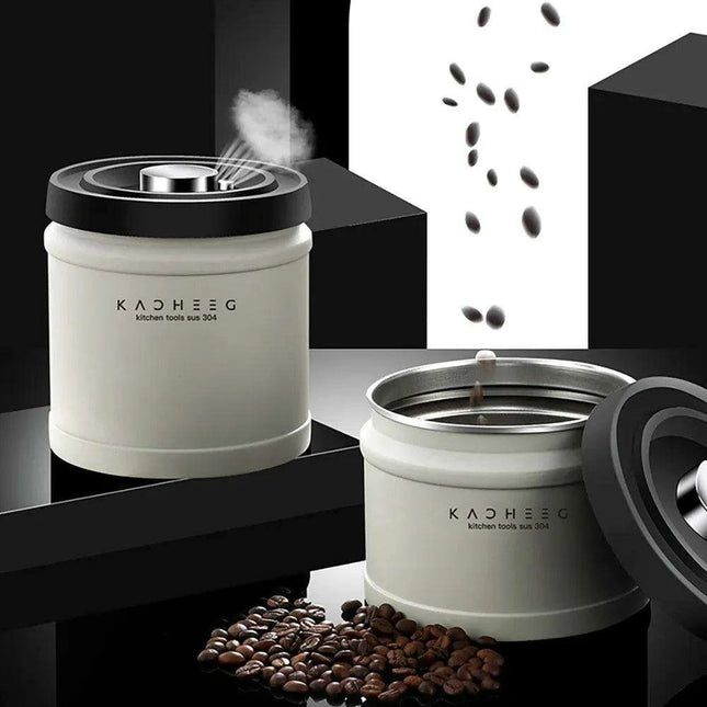Premium Stainless Steel Coffee Storage Canister Set with CO2 Release Valve - Maximize Freshness & Kitchen Organization