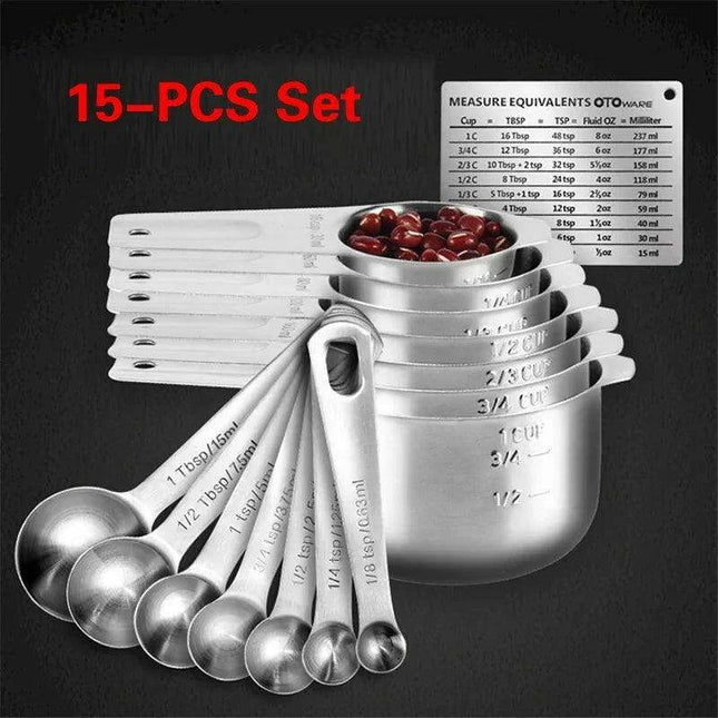 Premium Stainless Steel Measuring Tools Set with Salt Spoon - Essential for Every Kitchen - Très Elite