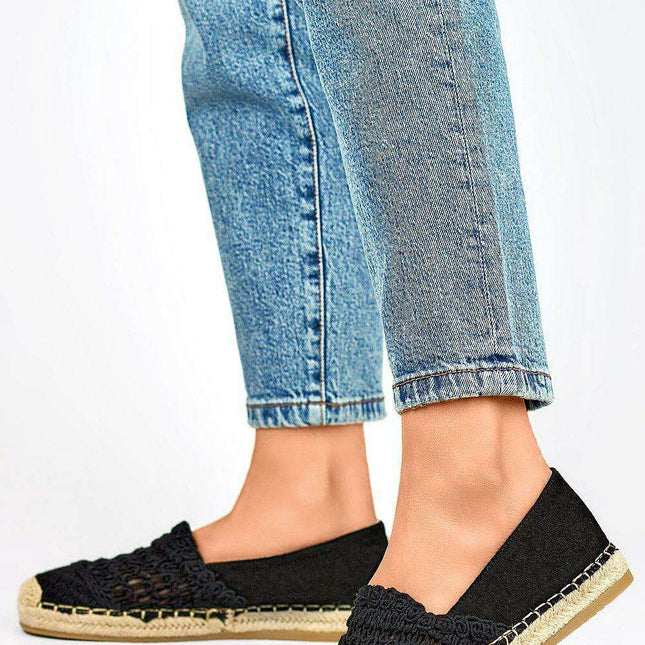 Primo Black Textile Espadrille Slip-On Shoes for Summer