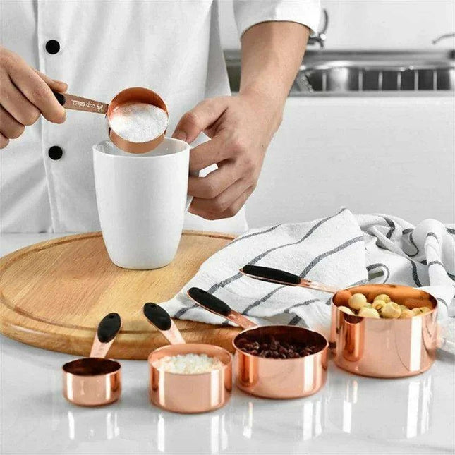 Professional Grade Stainless Steel Measuring Cups and Spoons Set - Perfect for Baking and Cocktails - Très Elite