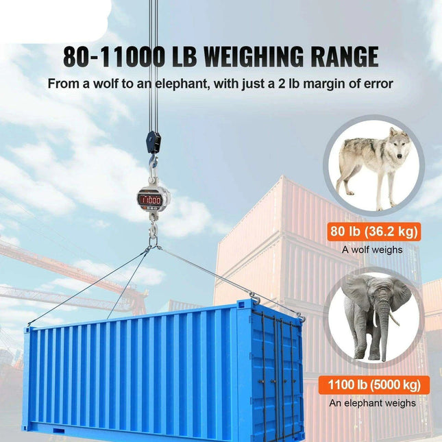 Professional Heavy-Duty Digital Crane Scale with Remote Control and High-Visibility LED Display - Weighing Capacity up to 11,000 lb- Très Elite- Très Elite