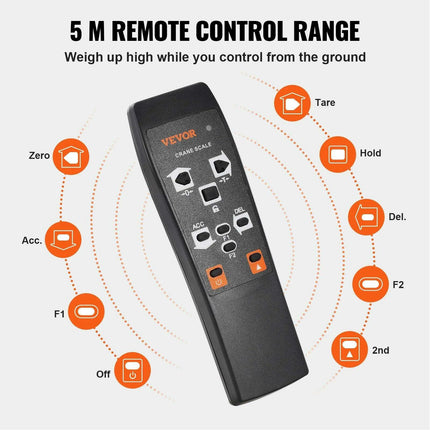 Professional Heavy-Duty Digital Crane Scale with Remote Control and High-Visibility LED Display - Weighing Capacity up to 11,000 lb - Très Elite