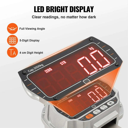 Professional Heavy-Duty Digital Crane Scale with Remote Control and High-Visibility LED Display - Weighing Capacity up to 11,000 lb - Très Elite