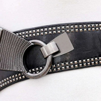 Punk-Inspired Rivet-Studded Elastic Waist Belt for Women - Très Elite