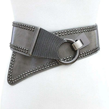 Punk-Inspired Rivet-Studded Elastic Waist Belt for Women - Très Elite
