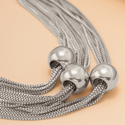 Punk multi-layer chain stacking necklace simple niche geometric sphere personality necklace - Très Elite