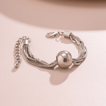 Punk multi-layer chain stacking necklace simple niche geometric sphere personality necklace - Très Elite