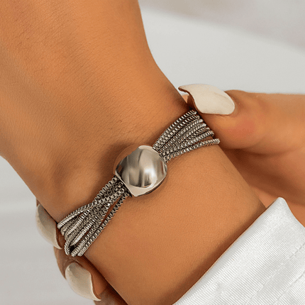 Punk multi-layer chain stacking necklace simple niche geometric sphere personality necklace - Très Elite