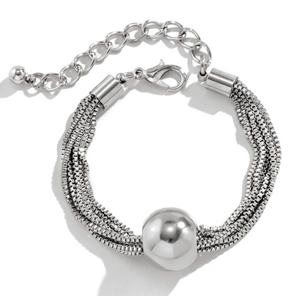 Punk multi-layer chain stacking necklace simple niche geometric sphere personality necklace - Très Elite