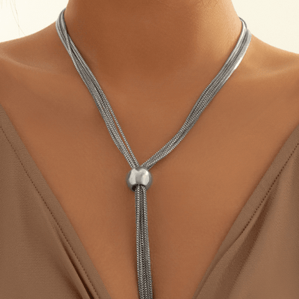 Punk multi-layer chain stacking necklace simple niche geometric sphere personality necklace - Très Elite