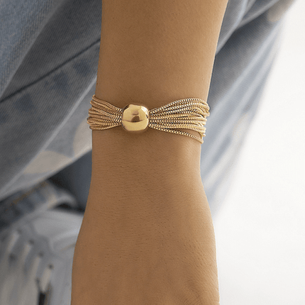 Punk multi-layer chain stacking necklace simple niche geometric sphere personality necklace - Très Elite