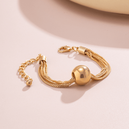 Punk multi-layer chain stacking necklace simple niche geometric sphere personality necklace - Très Elite