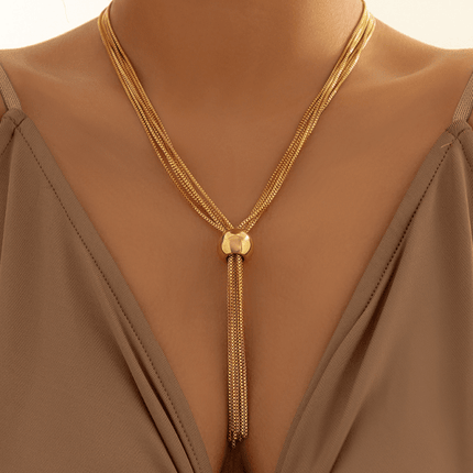 Punk multi-layer chain stacking necklace simple niche geometric sphere personality necklace - Très Elite