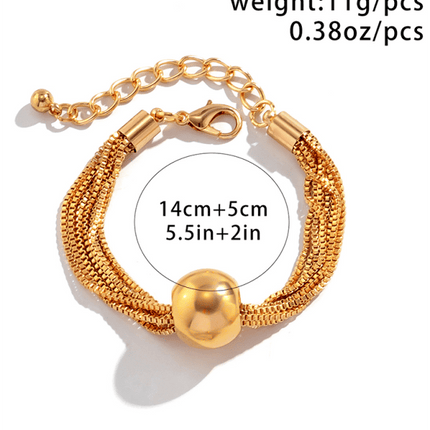 Punk multi-layer chain stacking necklace simple niche geometric sphere personality necklace - Très Elite
