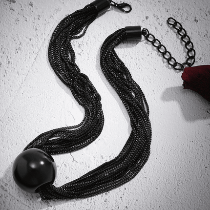 Punk multi-layer chain stacking necklace simple niche geometric sphere personality necklace - Très Elite