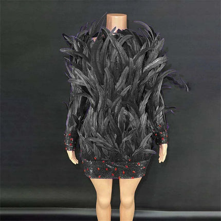 Purple Feathered Backless Mini Dress for Dazzling Night Out - Très Elite