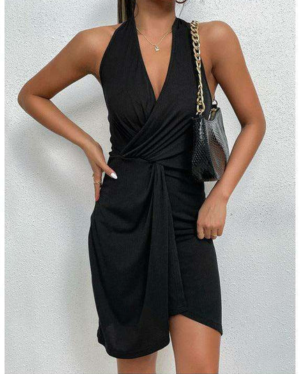 Elegant Sleeveless Flared Hem Dress with Backless Design - Perfect Choice for Women