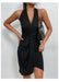 Elegant Solid Color Backless Dress with Asymmetrical Hemline for Women