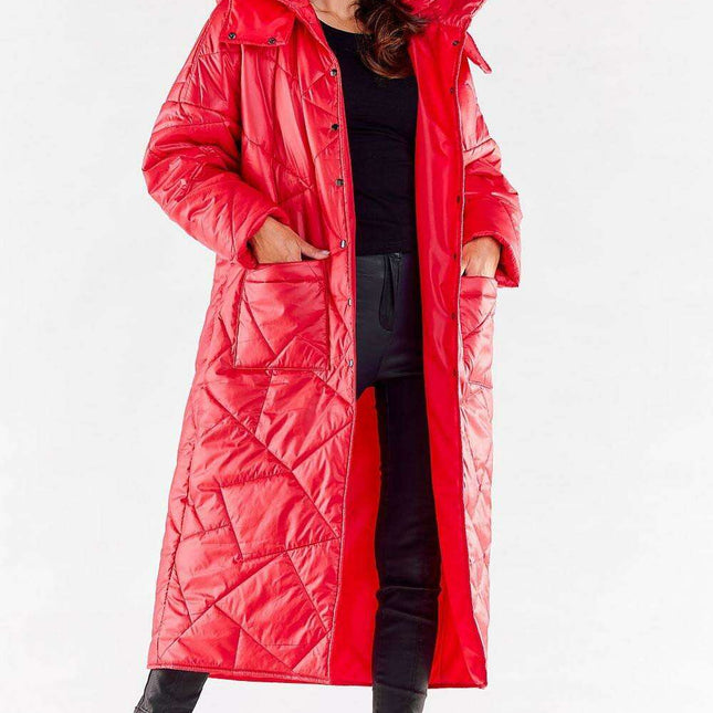 Quilted Hooded Coat with Large Square Pockets for Winter Wardrobe