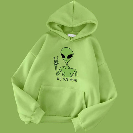 Quirky Green Alien Hoodies for Girls - Fun and Cozy Winter Sweatshirts - Très Elite
