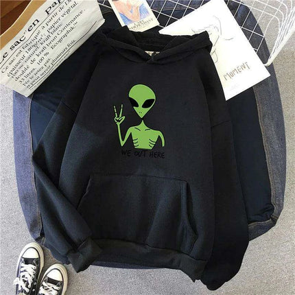 Quirky Green Alien Hoodies for Girls - Fun and Cozy Winter Sweatshirts - Très Elite