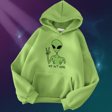 Quirky Green Alien Hoodies for Girls - Fun and Cozy Winter Sweatshirts - Très Elite