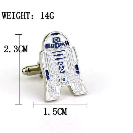 R2-D2 Movie-Inspired Cufflinks: Stylish Alloy Accessories for Star Wars Enthusiasts - Très Elite