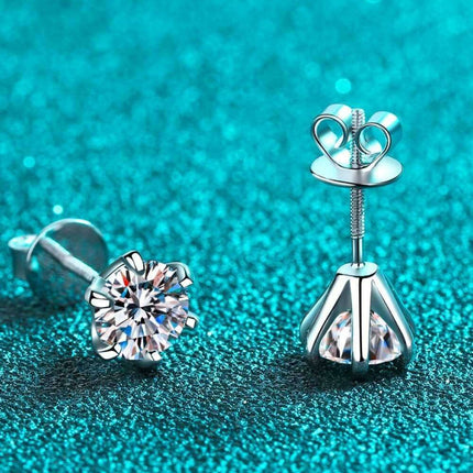 Radiant 1 Carat Rhodium-Plated Lab-Grown Diamond Stud Earrings - Très Elite