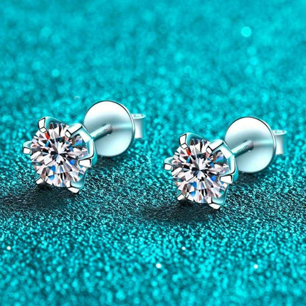 Radiant 1 Carat Rhodium-Plated Lab-Grown Diamond Stud Earrings - Très Elite