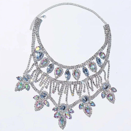 Radiant AB Rhinestone Statement Necklace - Elevate Your Glam Game - Très Elite