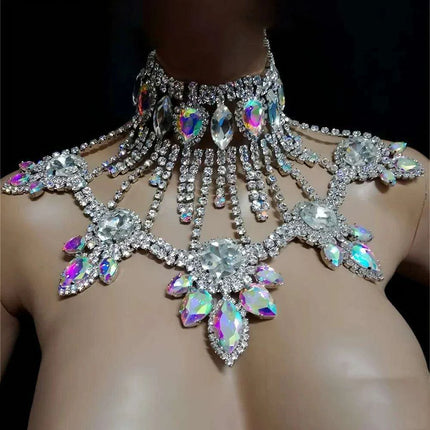 Radiant AB Rhinestone Statement Necklace - Elevate Your Glam Game - Très Elite