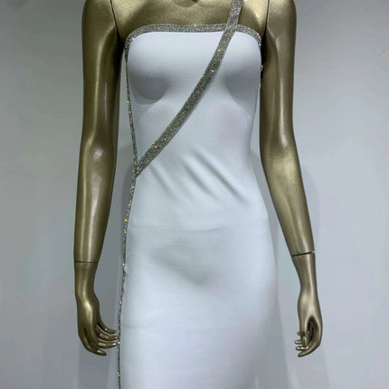 Radiant Crystal-Embellished One-Shoulder Bodycon Dress - Très Elite