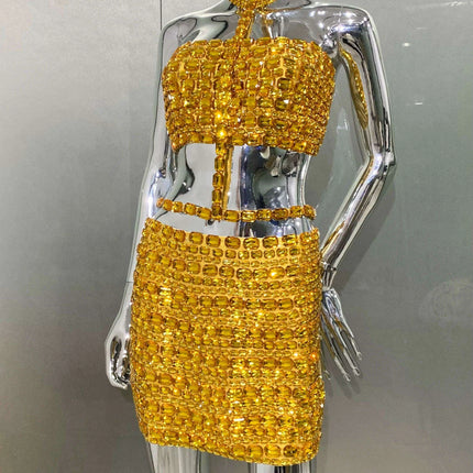 Radiant Diamond Luxe Set: Enchanting Camisole & Flowing Sheer Skirt Pair - Très Elite