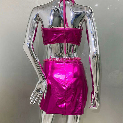 Radiant Diamond Luxe Set: Enchanting Camisole & Flowing Sheer Skirt Pair - Très Elite