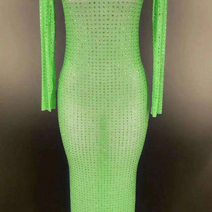 Radiant Elegance Rhinestone Evening Gown - Dazzling Party Wear