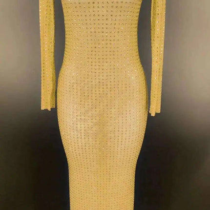 Radiant Elegance Rhinestone Evening Gown - Dazzling Party Wear