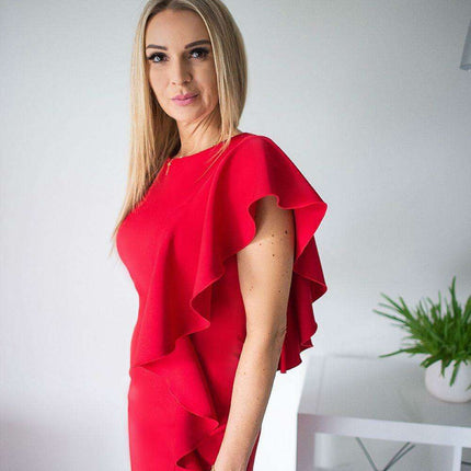 Radiant Frill-Embellished Evening Dress - Très Elite