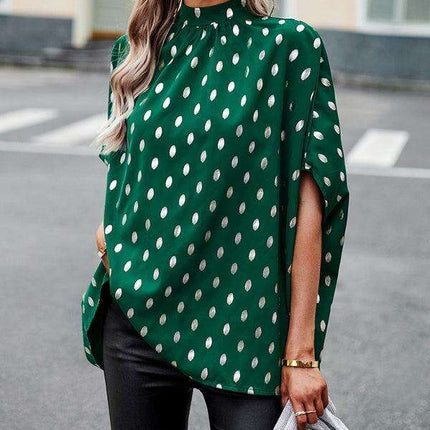Radiant Golden Dotted Long-Sleeve Blouse for Effortless Chic- Très Elite- Très Elite