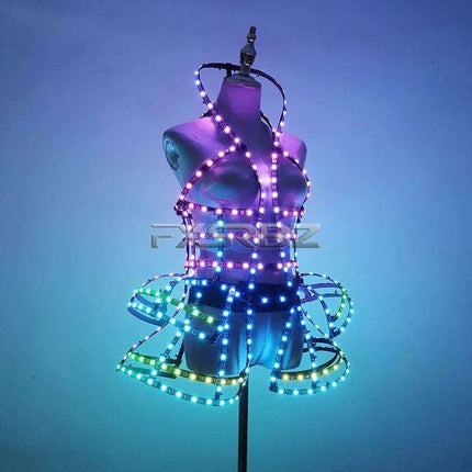 Radiant LED Dance Cage Outfit with Remote Control - Dazzle the Night Away!..