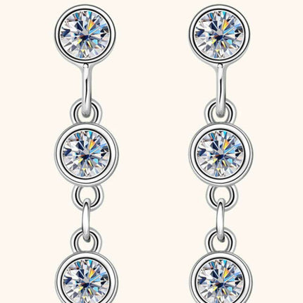 Radiant Moissanite Drop Earrings in Platinum-Plated Elegance - Timeless Jewelry Set with Warranty
