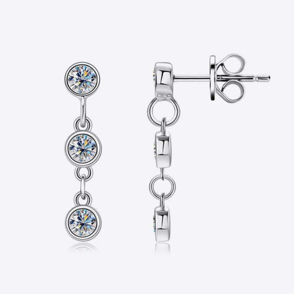 Radiant Moissanite Drop Earrings in Platinum-Plated Elegance - Timeless Jewelry Set with Warranty