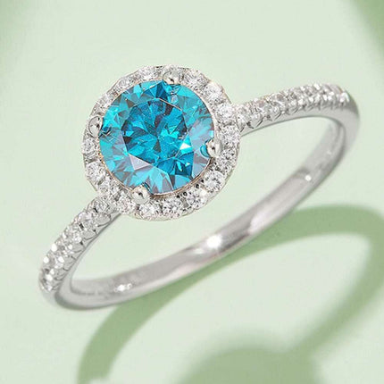 Radiant Pink Diamond Halo Ring - Sterling Silver Elegance