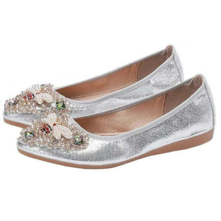 Radiant Rhinestone Bee Women's Flats - Elegant Crystal Embellished Shoes - Très Elite
