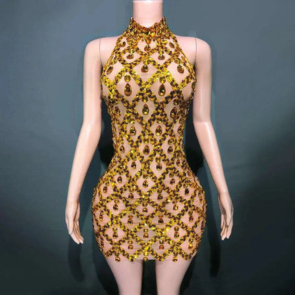 Radiant Rose Pink Sequin Mesh Bodycon Dress - Perfect for Celebratory Occasions