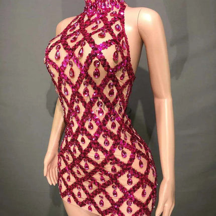 Radiant Rose Pink Sequin Mesh Bodycon Dress - Perfect for Celebratory Occasions