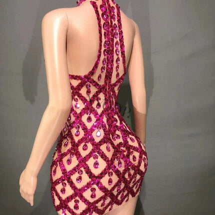 Radiant Rose Pink Sequin Mesh Bodycon Dress - Perfect for Celebratory Occasions