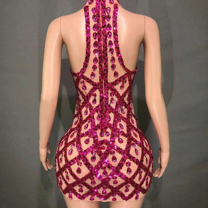 Radiant Rose Pink Sequin Mesh Bodycon Dress - Perfect for Celebratory Occasions