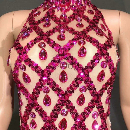 Radiant Rose Pink Sequin Mesh Bodycon Dress - Perfect for Celebratory Occasions